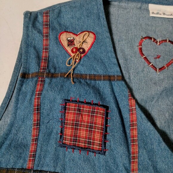 Vintage Bobbie Brooks Vest XL Blue Chambray Quilting Sewing Grannycore - Picture 13 of 14